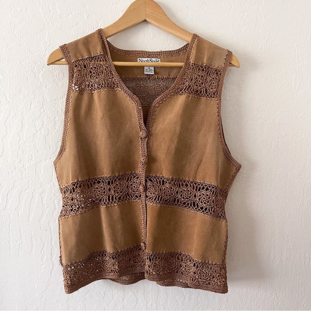 NorthStyle | Vintage Suede Leather Crochet Vest